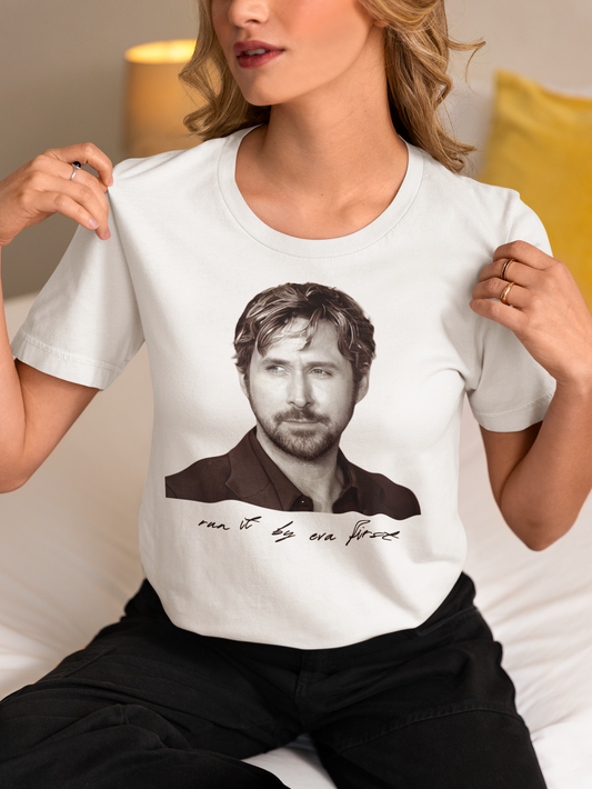 Ryan Gosling ᯓ Run it by Eva T-Shirt - Billboard + Cursive Text